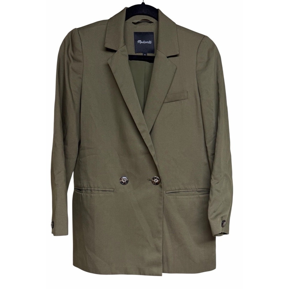 Madewell Drapeweave Caldwell Double-Breasted Blazer Kale Women's Size XS